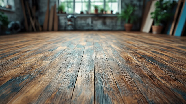 Newly installed hardwood floor in renovated home, showcasing rustic charm and warmth. natural wood grain adds character to space