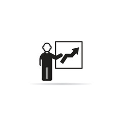 man monitoring arrow chart icon vector illustration