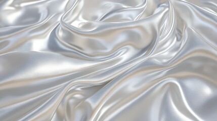 Fototapeta premium A close-up of white satin cloth with thin streaks and a glossy finish, reflecting light in various directions for a dynamic look.