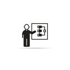 businessman presenting diagram icon vector illustration