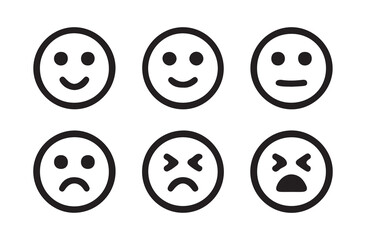Social media reaction icon. Emoticons set. Emoji faces collection. Vector illustration eps 10