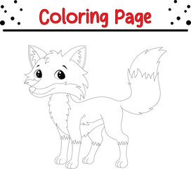 Cute Fox Coloring Page. Happy Animal coloring book page for kids