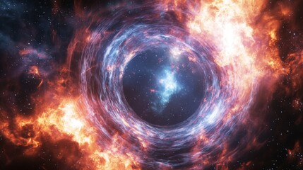 A futuristic AI-controlled wormhole stabilizer harnesses the energy of a nebula