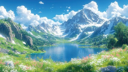 Fototapeta premium Alpine Lake Scenic View (2)