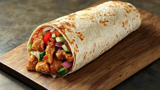 tortilla wrap with meat and vegetables