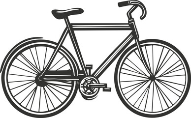 Fototapeta premium Black and white illustration of a classic bicycle design with detailed features.