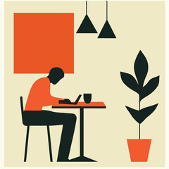 Working Man in Cafe