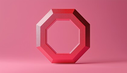 Red Octagon Warning Symbol On Pink: Website Alert, Error Alert Safety - Render Showing Importance Of Caution And Safety Measures.