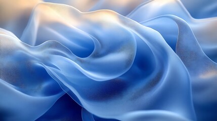 Obraz premium Flowing Blue Silk Fabric Soft Light Abstract Background. AI Generated