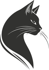 Obraz premium Elegant black cat silhouette graphic design for logos and illustrations.