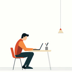 Man Working on Laptop at Desk