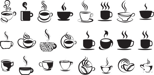 Coffee cup icon vector set. Tea cup illustration sign collection.