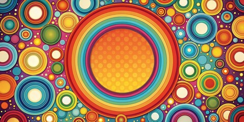Fototapeta premium Vibrant Retro Color Background Circles, colorful, vintage, colorful,vintage, design inspiration, patterns, geometric