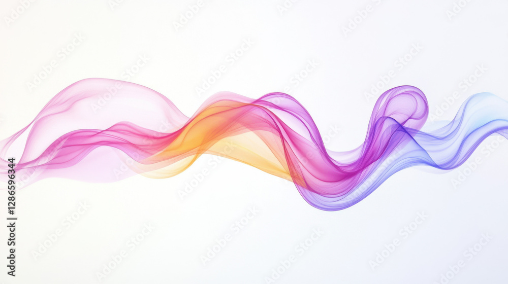 Poster A mesmerizing abstract artwork featuring iridescent, liquid-like shapes with flowing curves. Vibrant colors and a white background enhance its depth and dynamic appeal.