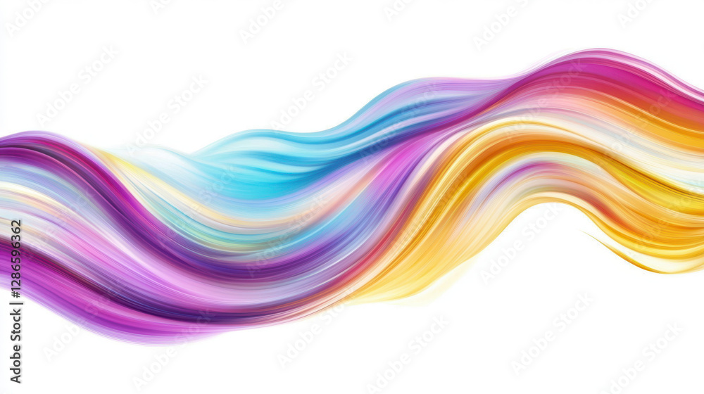 Aufkleber A mesmerizing abstract artwork featuring iridescent, liquid-like shapes with flowing curves. Vibrant colors and a white background enhance its depth and dynamic appeal.