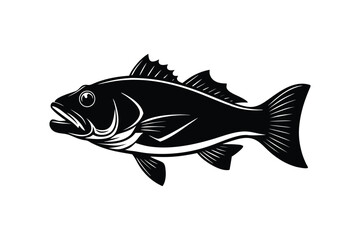 Black Bass Fish Silhouette Vector Design