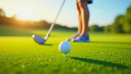 Golfer preparing to tee off on a sunny afternoon at the golf course