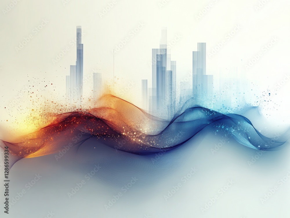 Poster modern city skyline with futuristic architecture and global style
