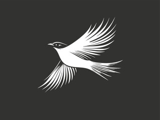 Fototapeta premium Minimalist bird silhouette in flight on dark background.