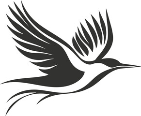 Obraz premium Stylized black and white bird silhouette in flight.