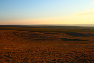 A desert landscape with a sign