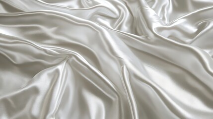 Obraz premium A close-up of a white satin cloth with streaks of light, reflecting soft highlights and creating a shiny, luxurious texture.