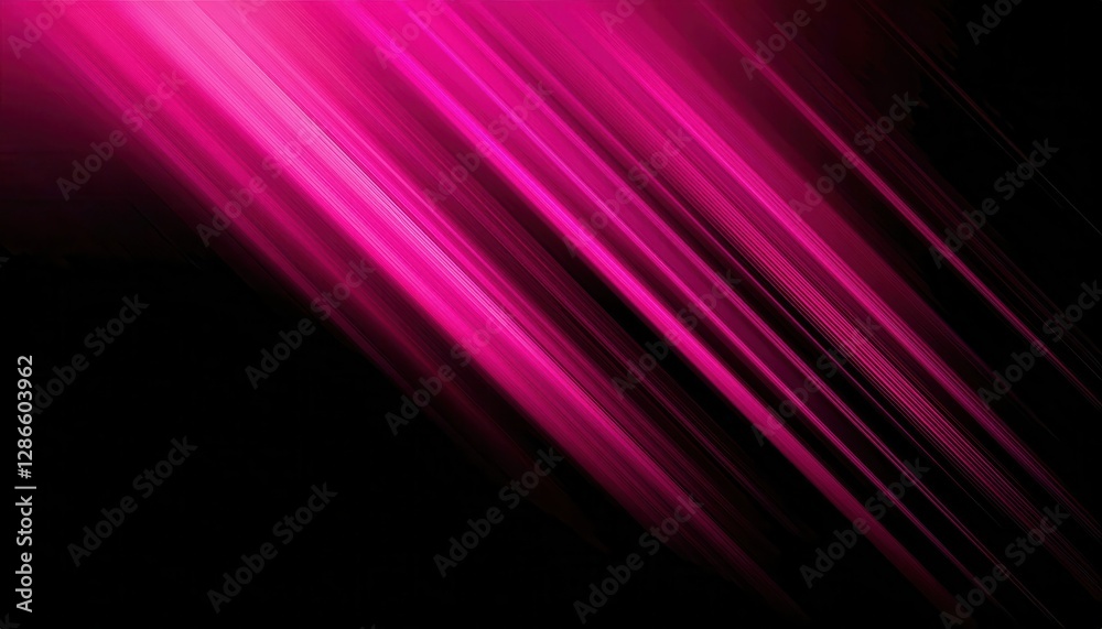 Poster dynamic diagonal magenta light streaks on black background, futuristic abstract motion effect, perfe