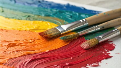 Obraz premium Viscous oil paints spread across the canvas with vibrant brushstrokes creating a textured abstract background, artist's technique, color palette, artistic expression, abstract art