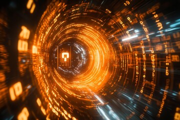 Futuristic Digital Lock Concept Abstract Technology Environment Graphic Visualization Secure Data Protection