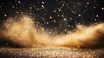 Golden Glittering Particles Creating a Dreamy Atmosphere in Soft Light Setting