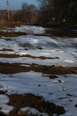 A river with snow on the ground