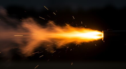 Dynamic muzzle flash explosion captured in high-contrast lighting display
