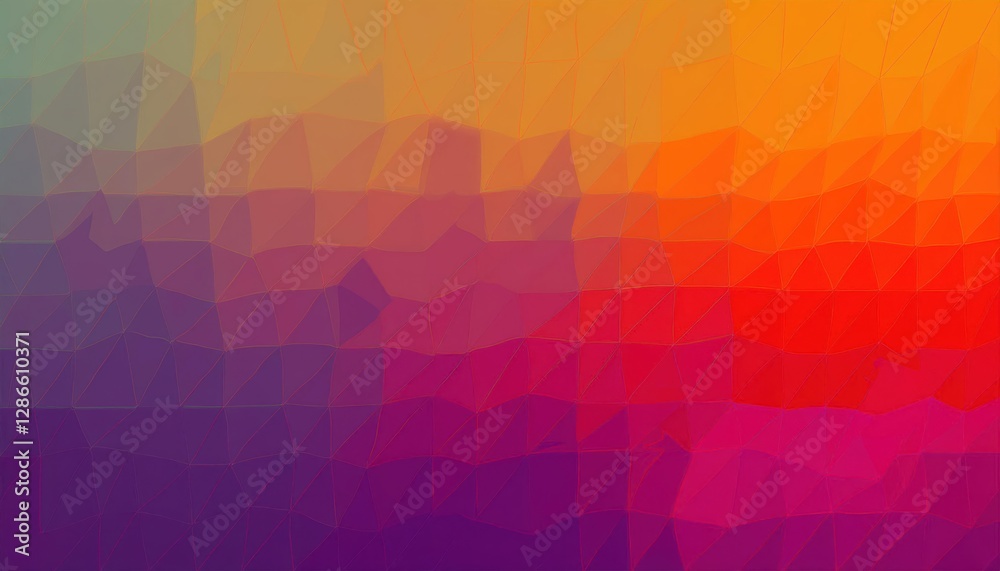 Poster low-poly geometric gradient background with warm orange and cool purple tones, abstract polygonal te