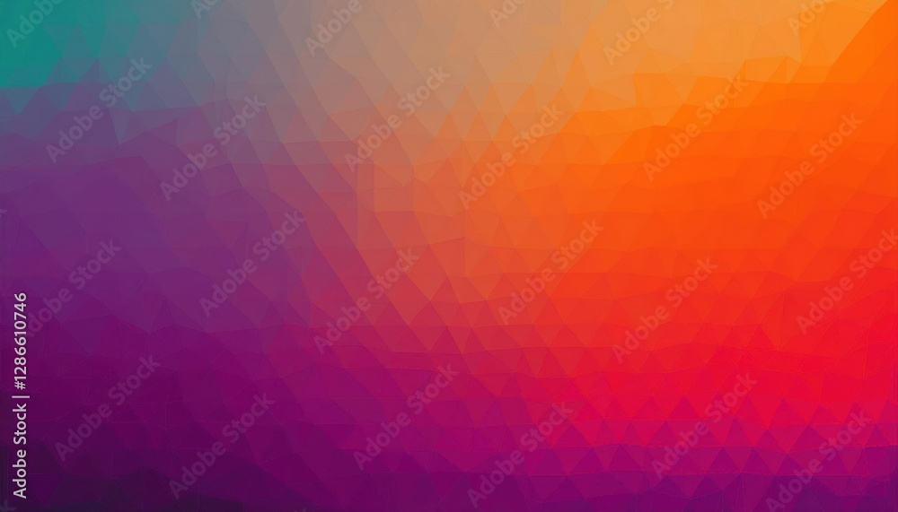 Poster low-poly geometric gradient background with warm orange and cool purple tones, abstract polygonal te