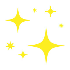 キラキラ、ピカピカ、星のアイコン、装飾、漫符 ベクター 黄色