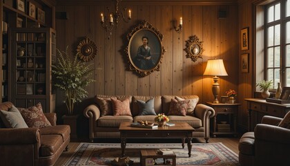 Cozy living room interior design home photograph warm eye-level aesthetic