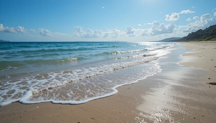 Sunny coastal serenity nature's embrace