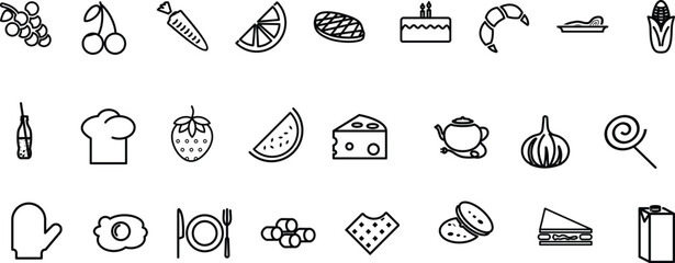 a set of icons for food and drink vector illustration, Adobe Illustrator Artwork