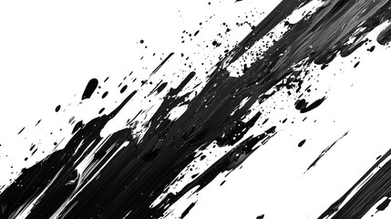 a black and white paint splashes isolated on a transparent background