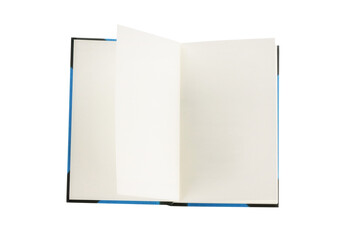 Cutout of an isolated open book with blank pages with the transparent png background	