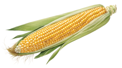 Single Ear of Corn, Isolated on Transparent Background, High-Resolution Image, Agriculture, Food Photography, Corn, Maize, Vegetable
