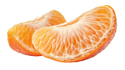 Two Mandarin Orange Segments, Isolated on Transparent Background, High-Resolution Image, Juicy Citrus Fruit, Mandarin, Clementine, Citrus