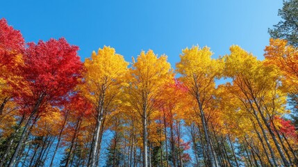 Fototapeta premium Autumn Forest Canopy Upward View