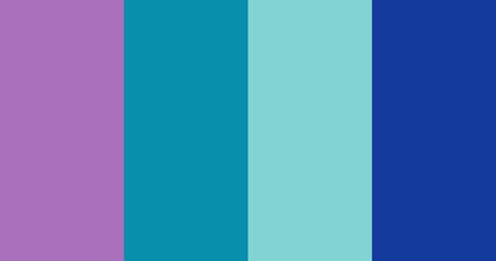 Three-color palette of teal, lavender, and mint