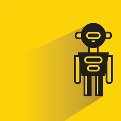 robot character with shadow on yellow background