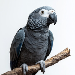 Obraz premium African Grey Parrot Isolated on White Background