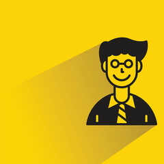 man icon with shadow on yellow background