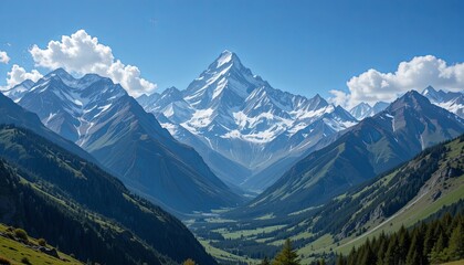 Obraz premium Majestic mountain range swiss alps landscape photography daytime wide angle beauty in nature