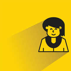 woman avatar with shadow on yellow background
