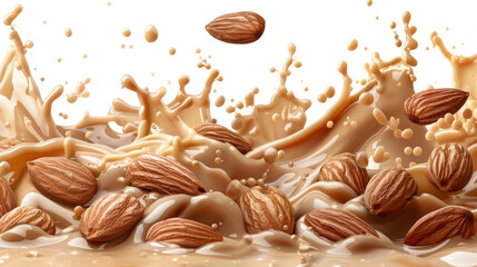 Fototapeta premium Creamy Almond Splash in Nut Milk 